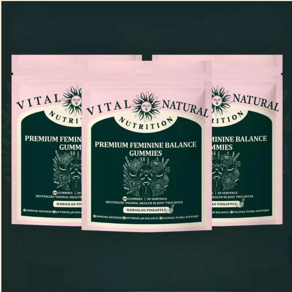 Women's intimate care gummies. Natural daily supplement for pH balance & feminine freshness.