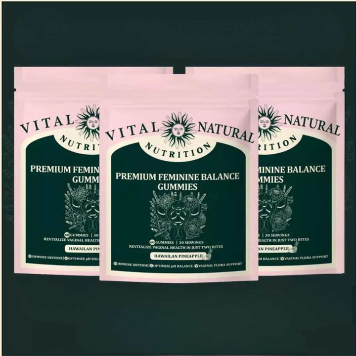 Women's intimate care gummies. Natural daily supplement for pH balance & feminine freshness.