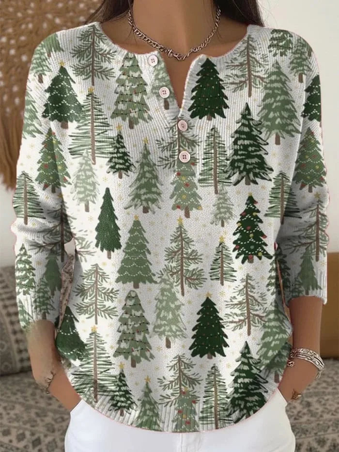 Cozy cotton blend women's holiday sweater in red, green, or blue, featuring festive buttons & snowflake design.