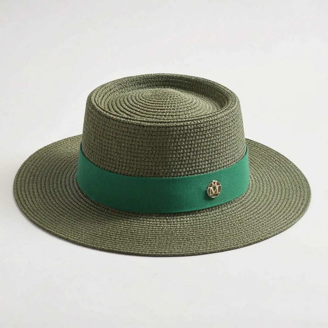 Modern women's sun hat. Flat top and wide brim design provide stylish protection for your summer fashion.