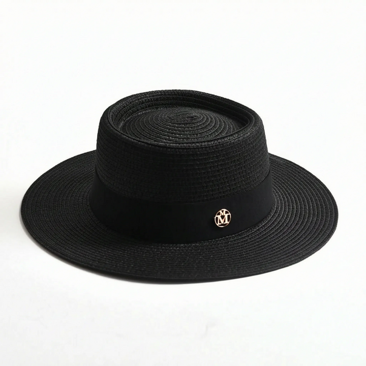 Women's wide brim woven sun hat. Flat top style for ultimate protection and chic summer fashion.