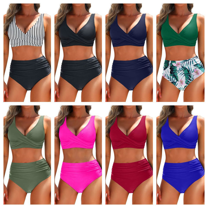 Women's flattering high-waisted bikini set in a stylish two-piece design for beach & pool.