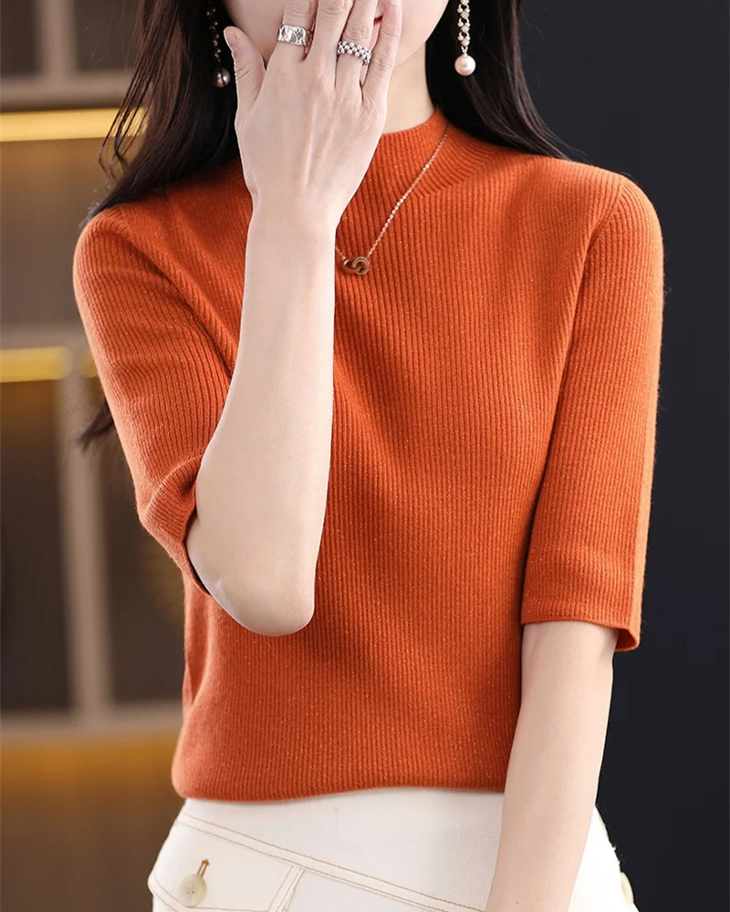 Flattering women's ribbed knit top, offering comfort and elegance for versatile styling in a long sleeve.