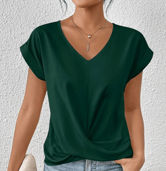 Women's flattering V-neck tunic top, perfect for everyday chic style & comfort.