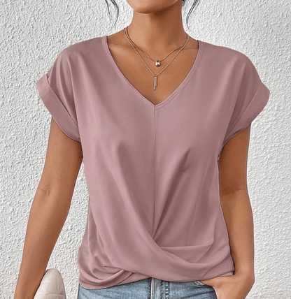 Elegant casual V-neck tunic top for women, comfortable & flattering, ideal for everyday style.