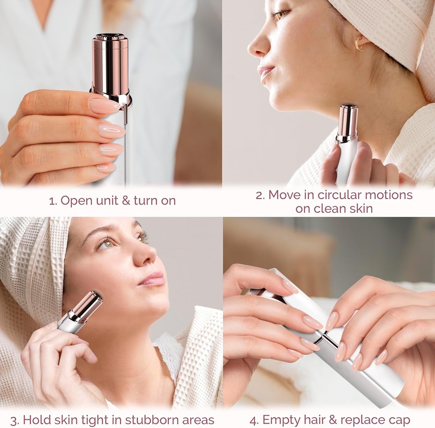 Versatile facial hair remover for peach fuzz & shaping eyebrows, ensuring smooth skin.