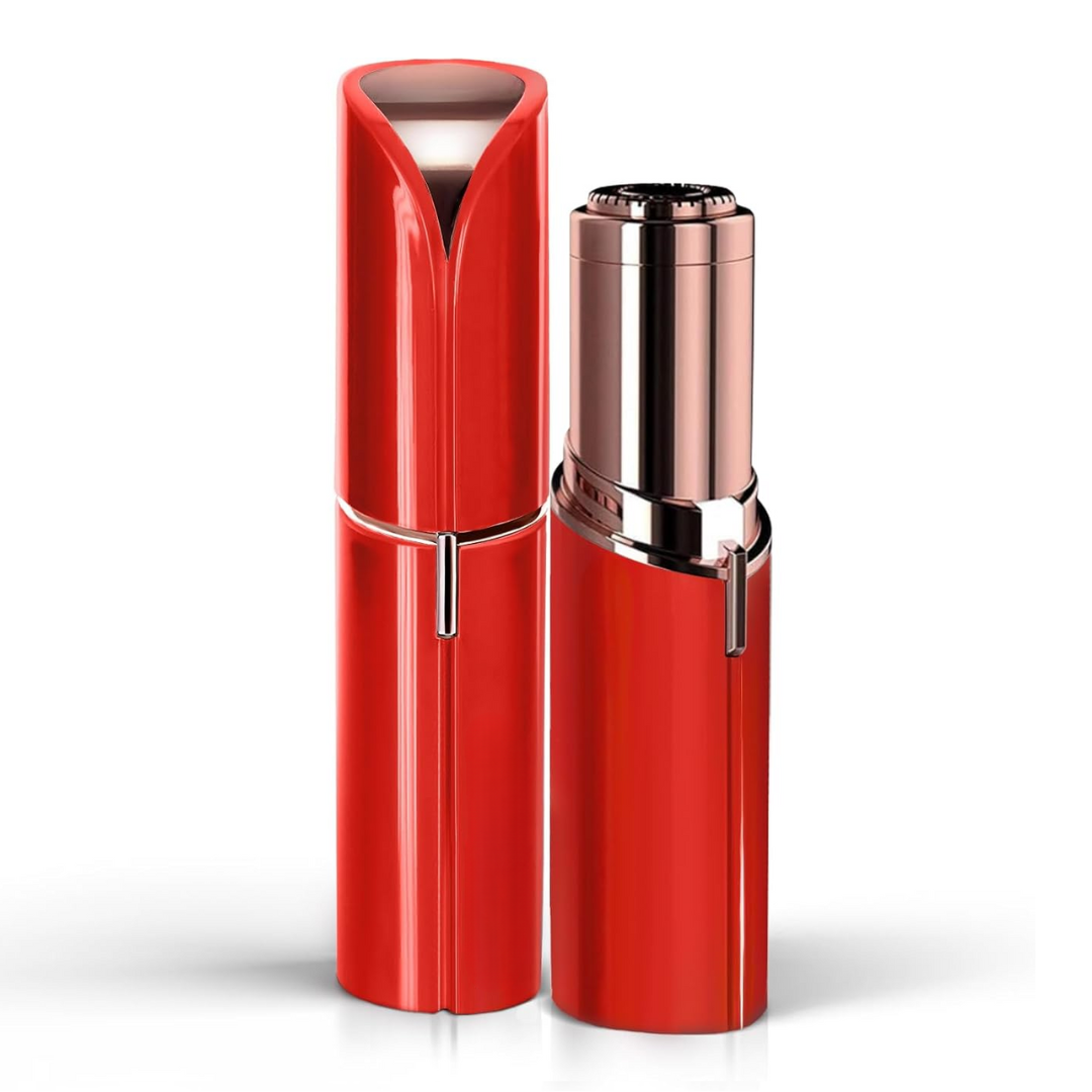 Portable electric facial hair remover for women, perfect for on-the-go smooth skin & quick touch-ups.
