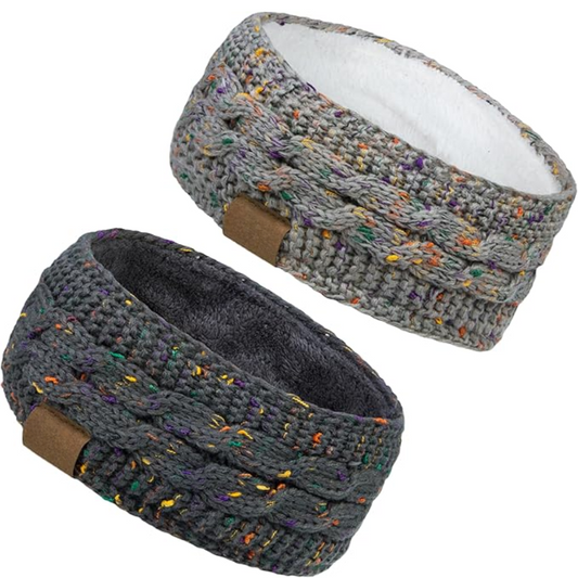 Women's fleece lined knitted ear warmer headband, perfect for cold winter weather.