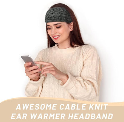 Stylish women's fleece lined knitted ear warmer headband, a fashionable winter accessory.