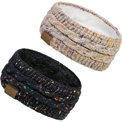 Protect your ears with this women's knitted ear warmer headband, fleece lined for cold weather.
