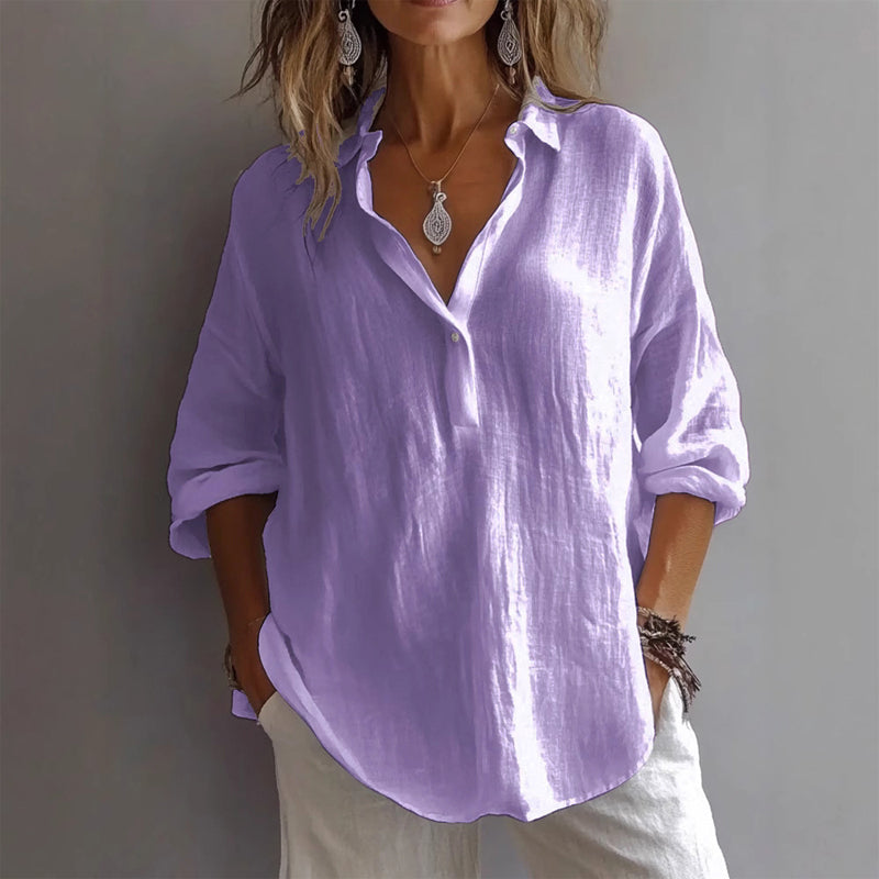 Stylish Women's Fleur relaxed button shirt, perfect for spring fashion, summer style, or versatile casual wear.