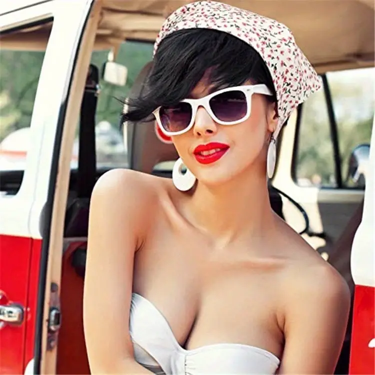 Fashionable floral chiffon hair bandana. Stylish women's head wrap accessory.