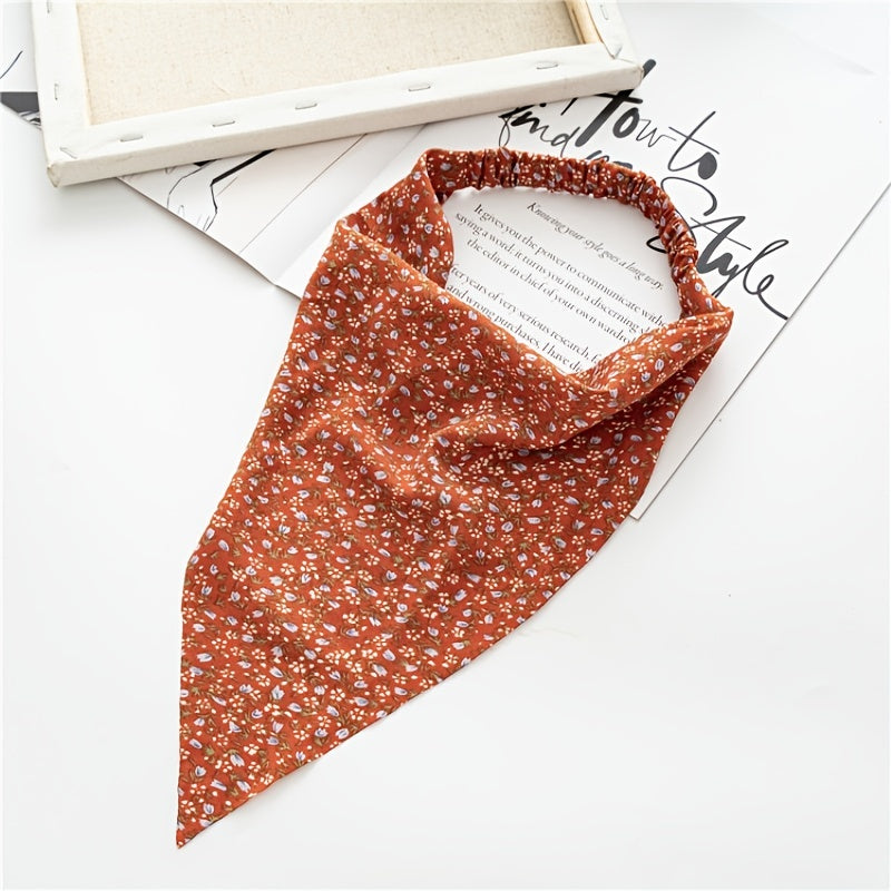 Beautiful floral print chiffon head wrap. Women's stylish hair bandana accessory.
