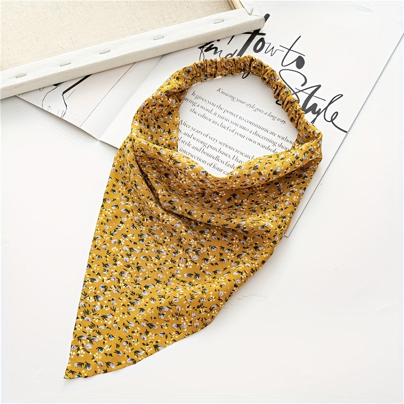 Vibrant floral chiffon head wrap, women's hair accessory. Fashionable head bandana.