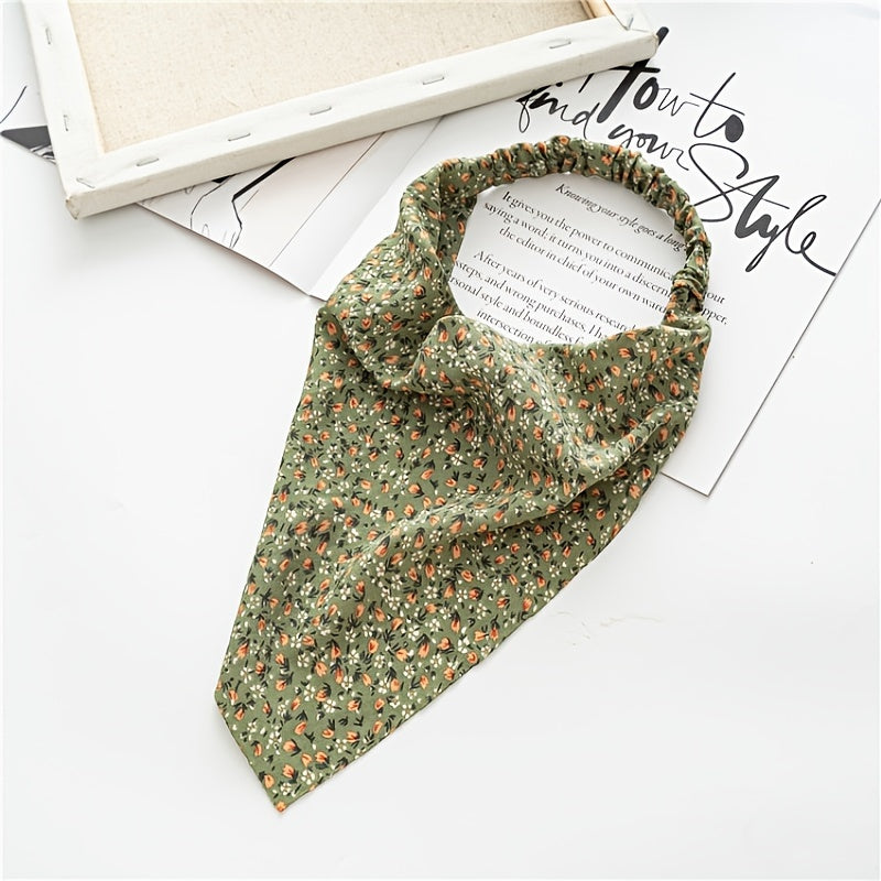 Womens fashion floral chiffon head wrap. Elegant hair bandana accessory.