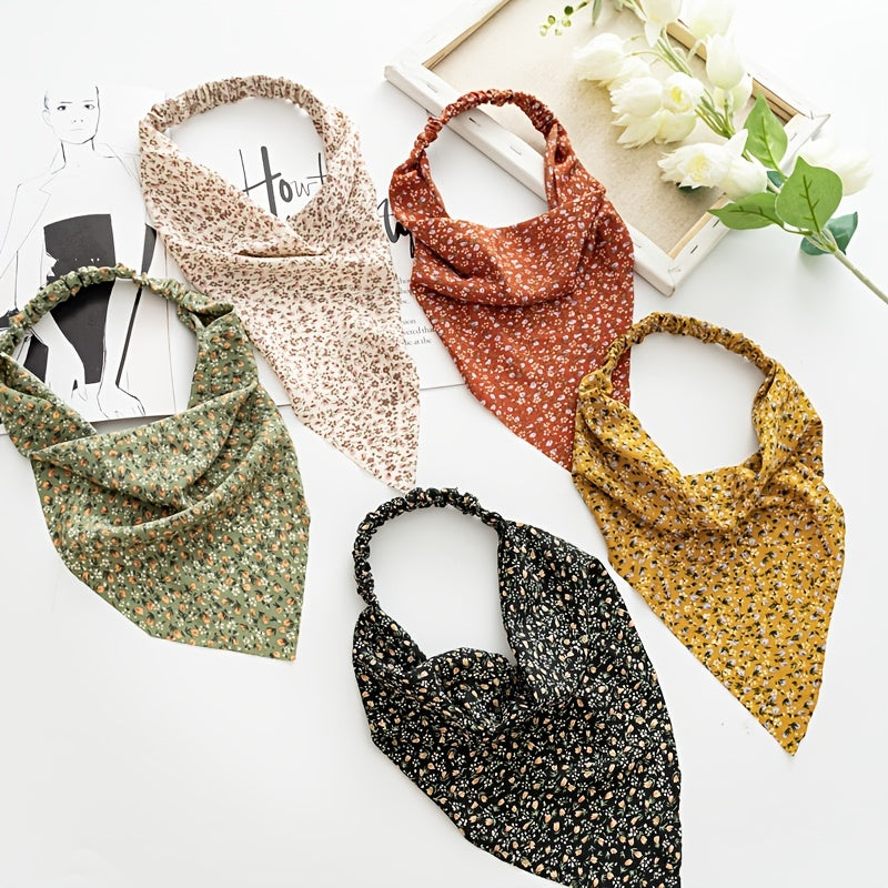 Floral chiffon hair accessory, women's versatile head wrap style.