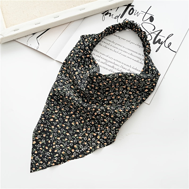 Women's floral chiffon headband style hair bandana, stylish head wrap.