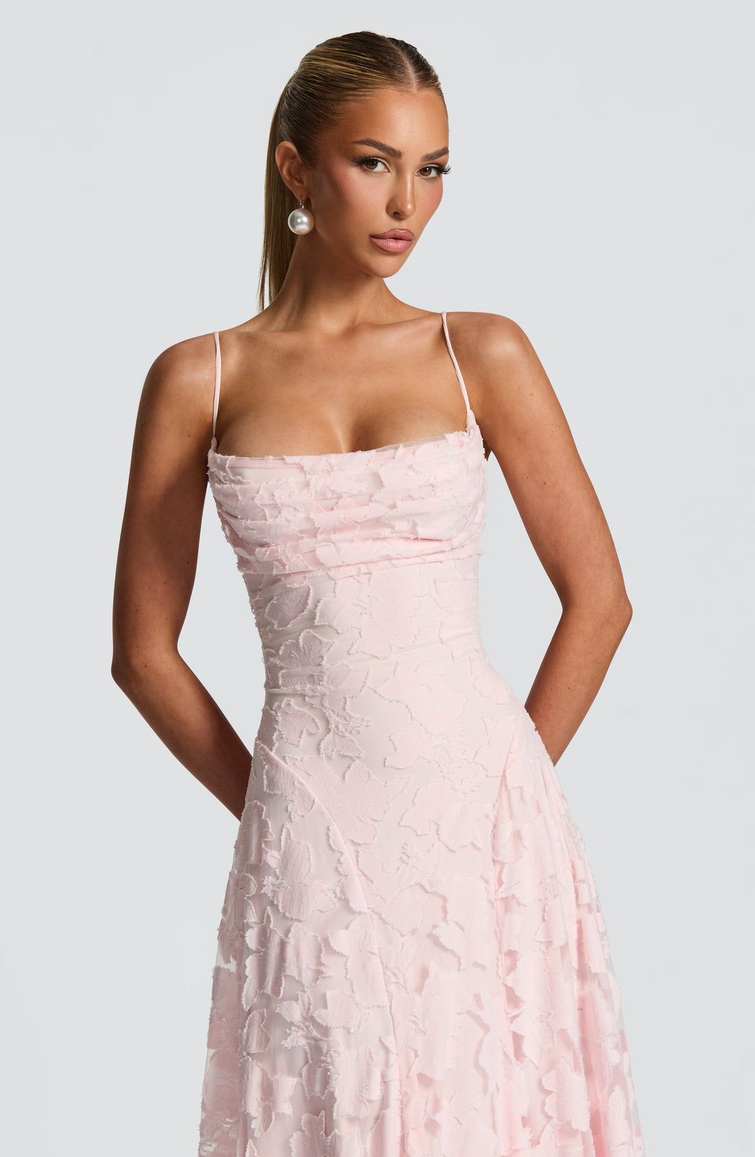 Sleeveless women's floral maxi dress with cowl neck & A-line cut, ideal as a party or vacation dress.