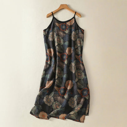 Women's floral summer slip dress with spaghetti straps, perfect for casual elegance or vacation. Lightweight & comfortable.