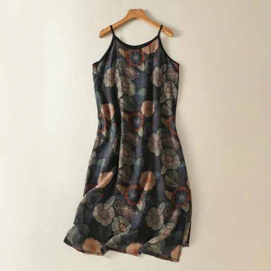 Women's floral summer slip dress with spaghetti straps, perfect for casual elegance or vacation. Lightweight & comfortable.