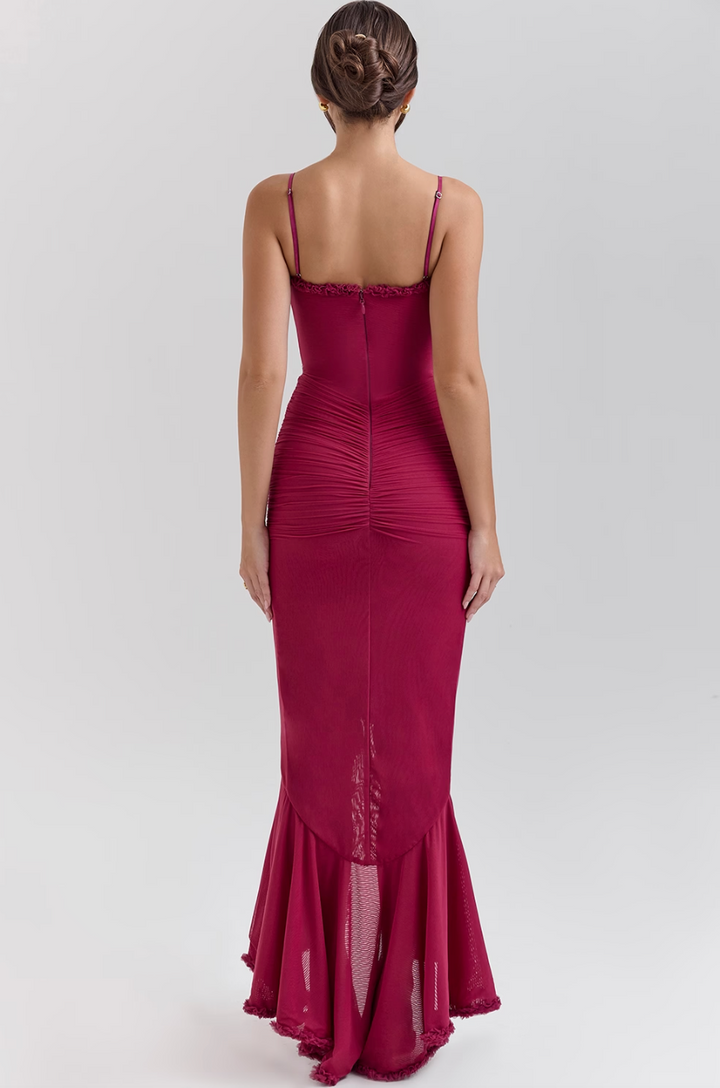 Elegant women's Florence ruffle party dress. Stunning cocktail or evening gown for special occasions & formal events.