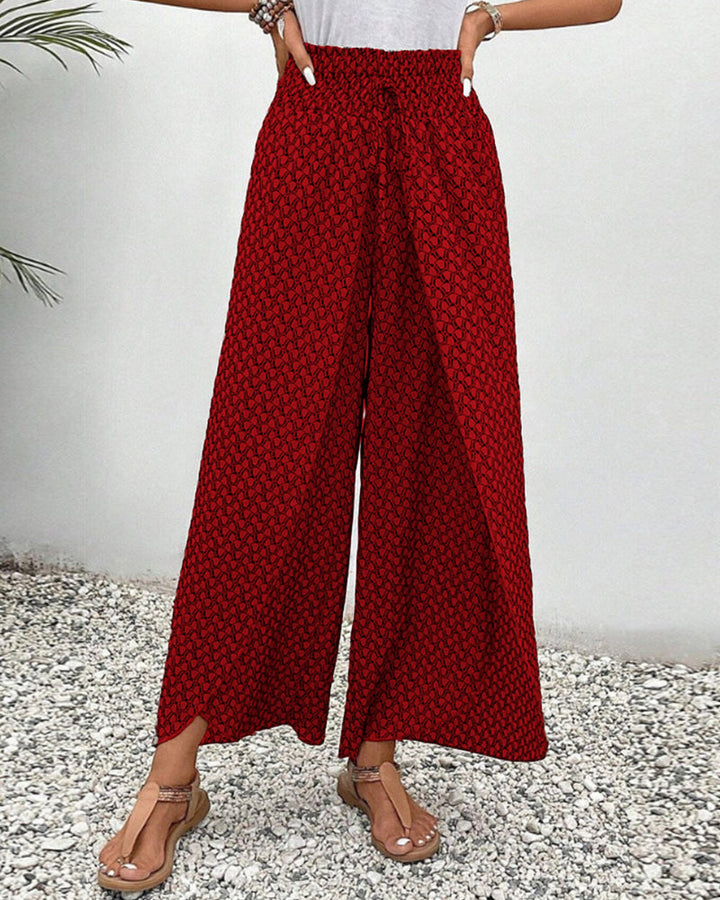 Casual women's flowing wide leg pants, relaxed fit, great for comfortable everyday style.