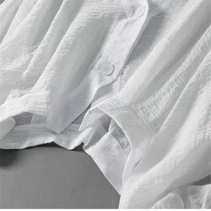 Chic women's balloon sleeve blouse, a lightweight flowy top with a relaxed fit for comfortable and elegant spring-summer style.