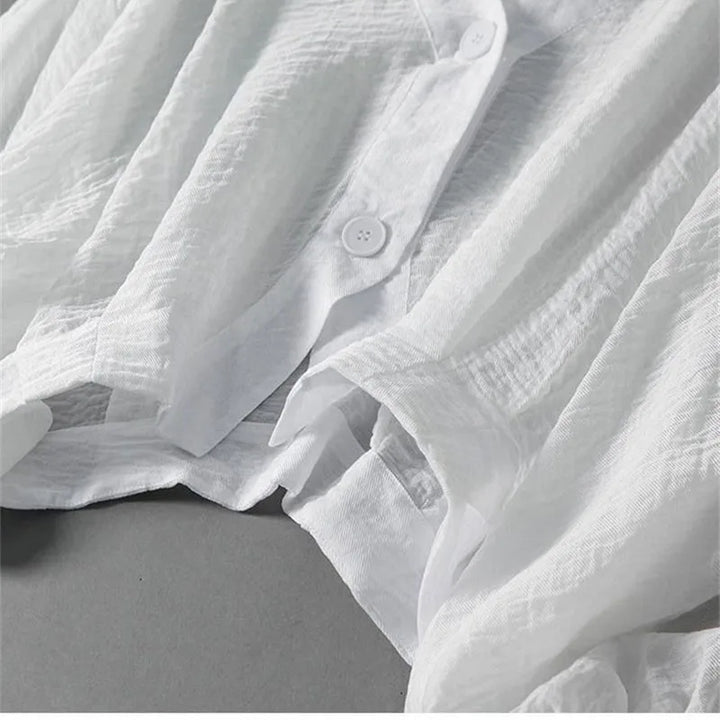 Chic women's balloon sleeve blouse, a lightweight flowy top with a relaxed fit for comfortable and elegant spring-summer style.