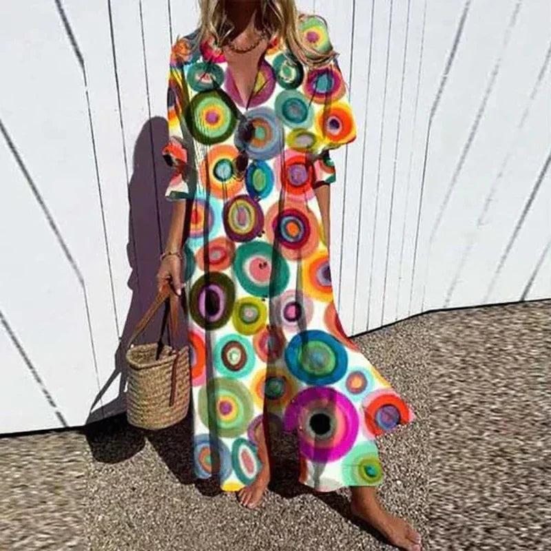 Comfortable & breathable women's flowy boho summer dress, perfect for warm weather and effortless style.