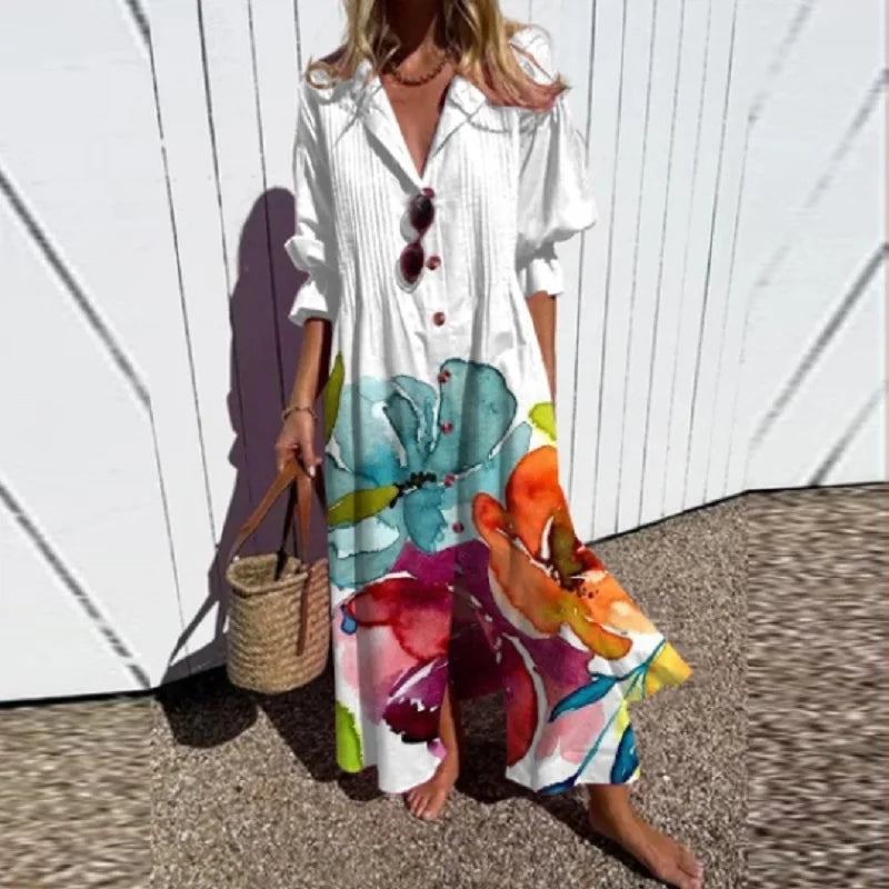 Versatile women's elegant boho summer dress, easily dressed up or down for casual events or beach vacations.