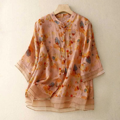 Women's flowy floral blouse, an elegant and comfortable top perfect for spring and summer versatility.