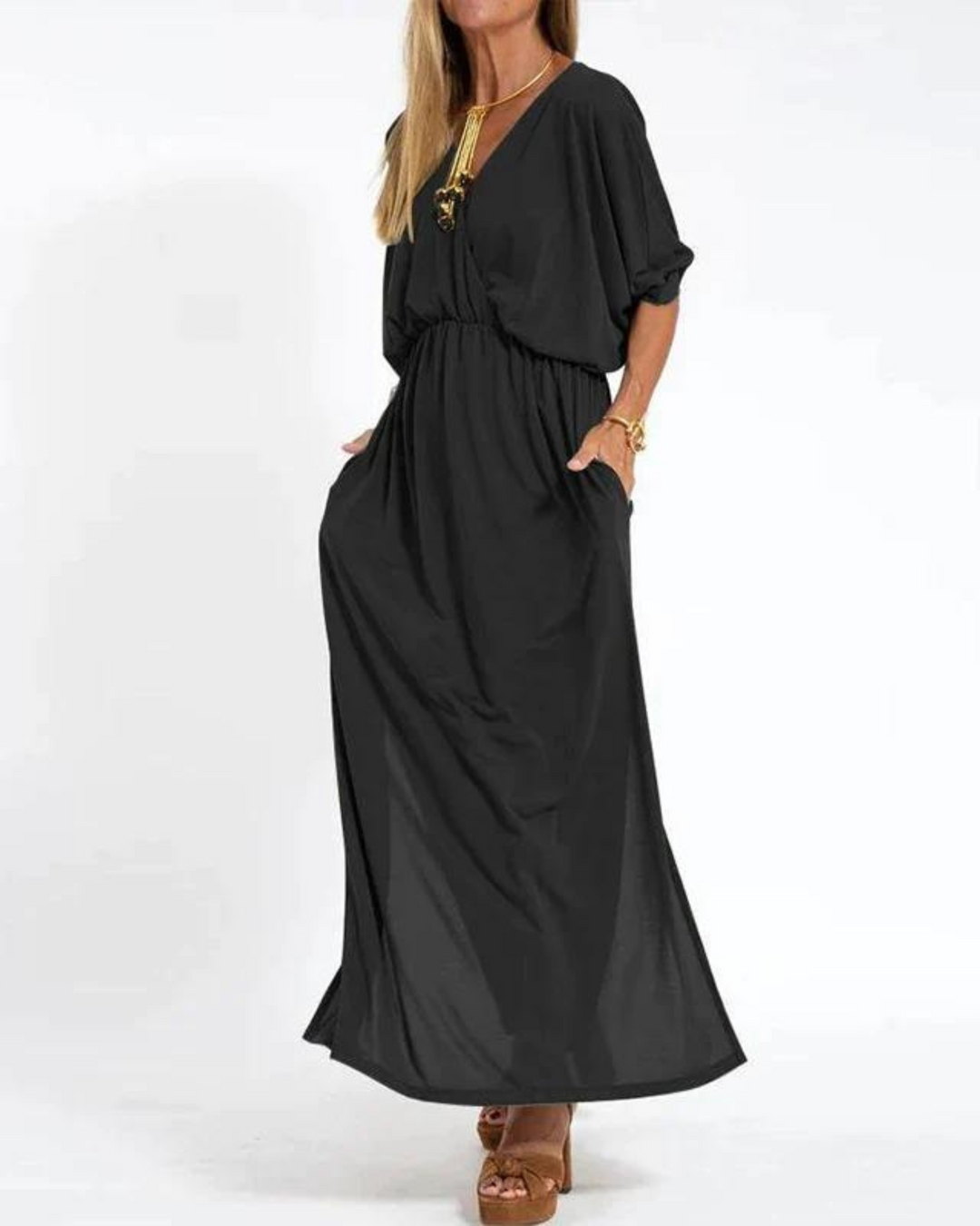 Casual women's maxi dress. Soft, breathable fabric & adjustable spaghetti straps make this ideal for beach or daily wear.