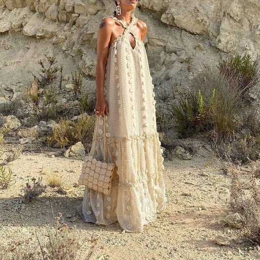 Women's flowy maxi summer dress. Effortless style, elegant comfort for casual wear & vacation.