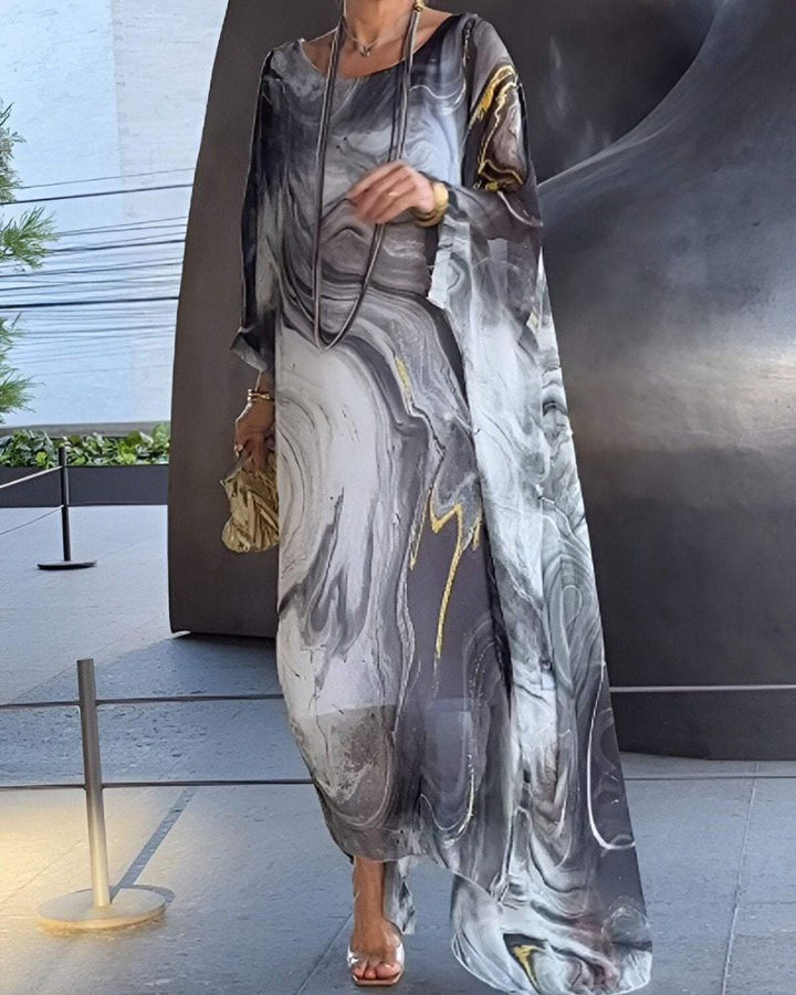 Casual women's midi dress, flowy design with tummy control, ideal for summer elegance and comfort.