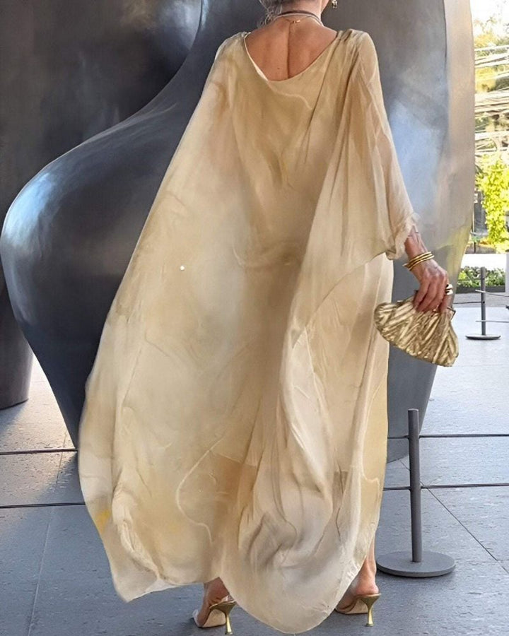 Elegant gray flowy midi dress providing tummy control and a comfortable, flattering fit for women.