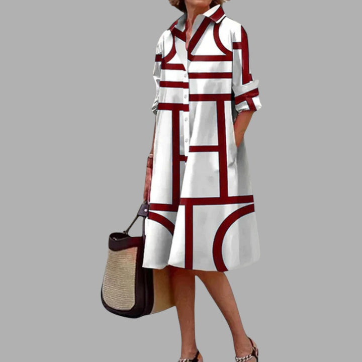 Women's flowy printed midi dress, perfect for summer casual wear. Comfortable and stylish feminine spring fashion.