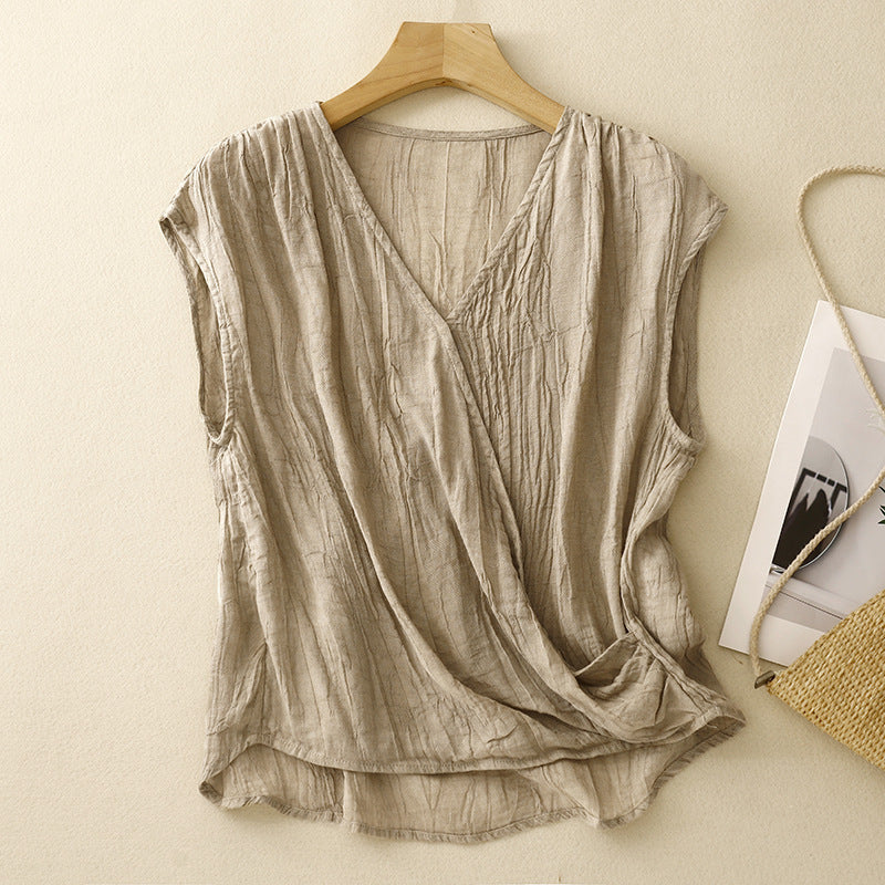 Women's flowy sleeveless summer top, relaxed fit, perfect for casual everyday wear or beach vacation elegance.