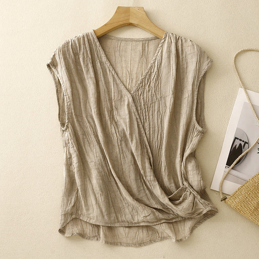 Women's flowy sleeveless summer top, relaxed fit, perfect for casual everyday wear or beach vacation elegance.