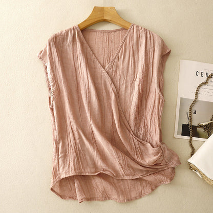 Relaxed fit women's sleeveless summer top, flowy design, great for a chic casual look or comfortable beachwear.
