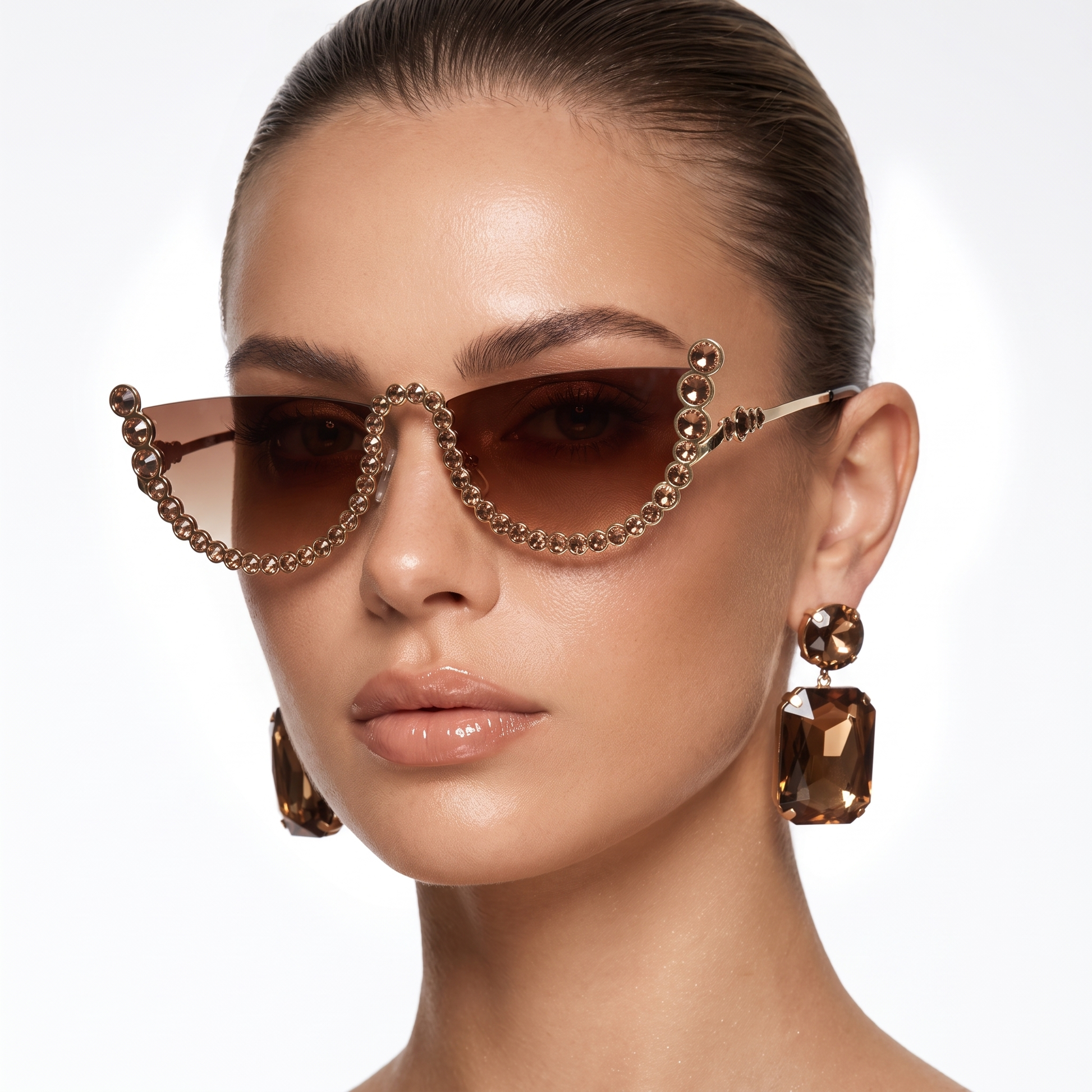 Oval frameless sunglasses for women, providing UV400 protection, ideal for travel & outdoor fashion.