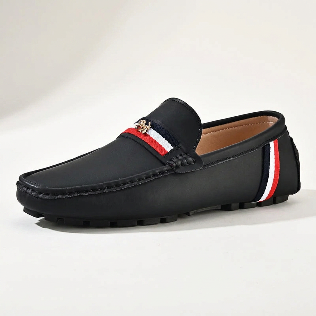 Versatile women's striped slip-on loafers, great for casual outfits and warm weather.