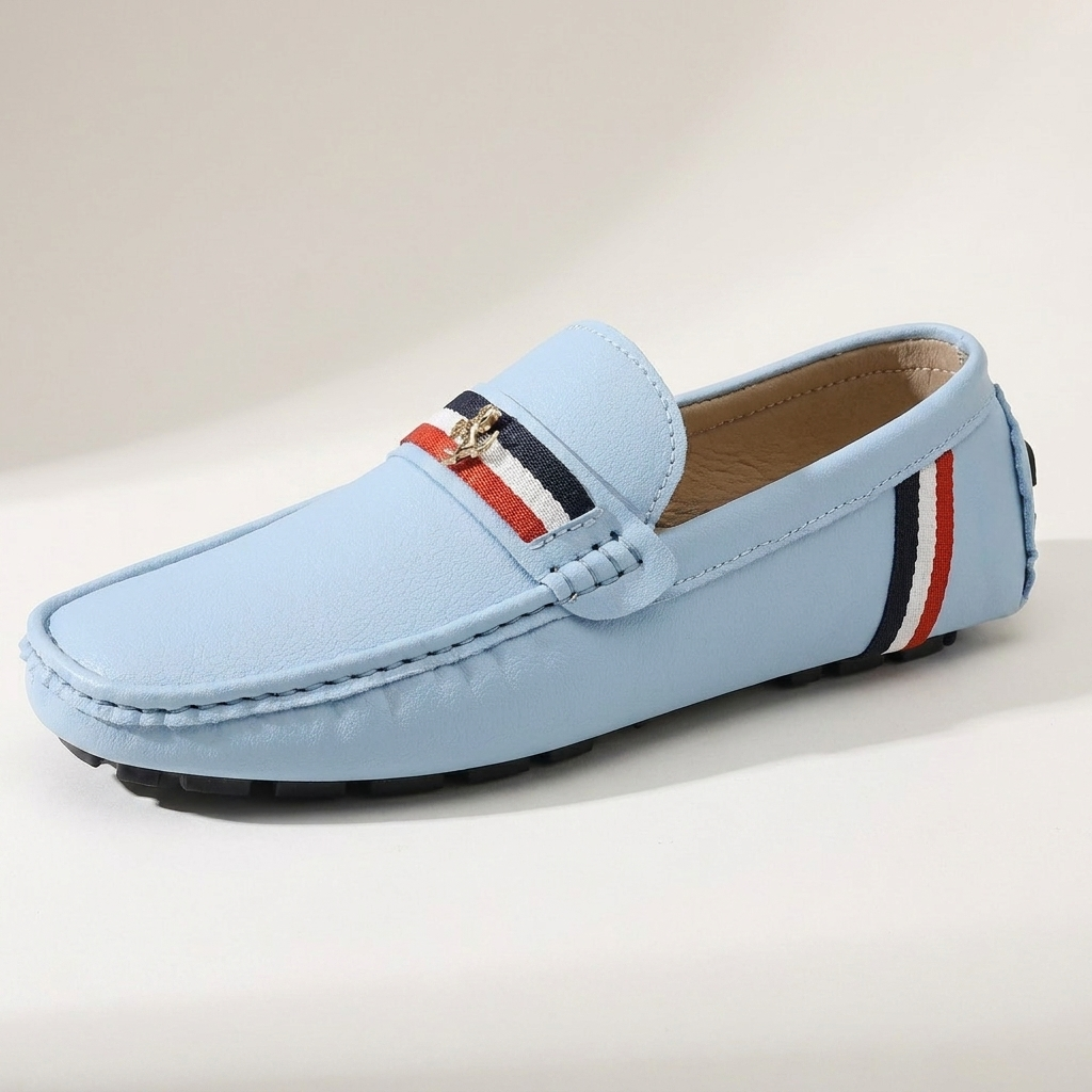 Striped loafers for women, featuring a slip-on design for easy, stylish comfort in summer.