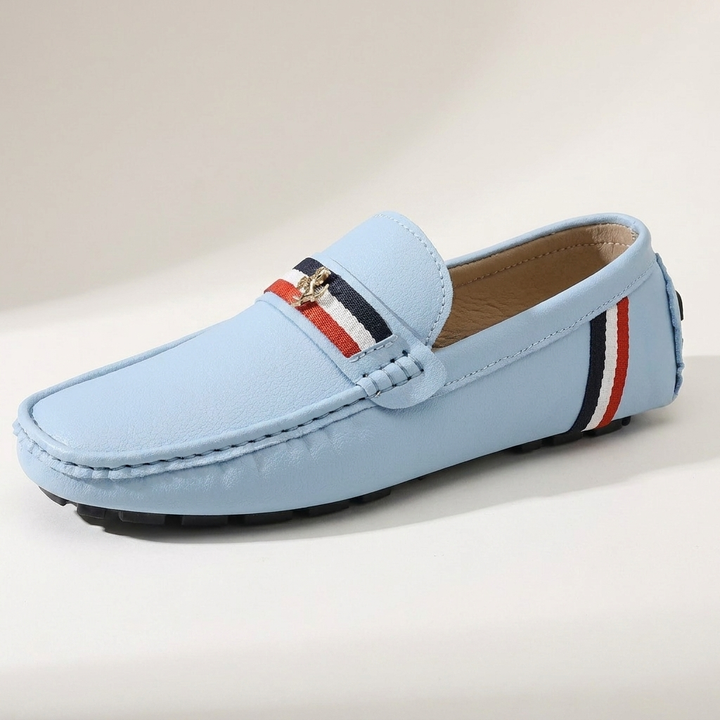 Striped loafers for women, featuring a slip-on design for easy, stylish comfort in summer.