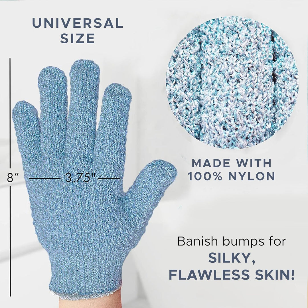 Self-care women's gentle exfoliating bath gloves, a spa at home essential for smooth & radiant skin.