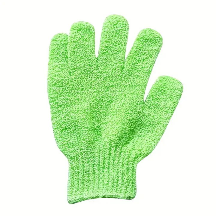 Soft women's exfoliating gloves for spa-like dead skin removal & enhanced circulation in shower.