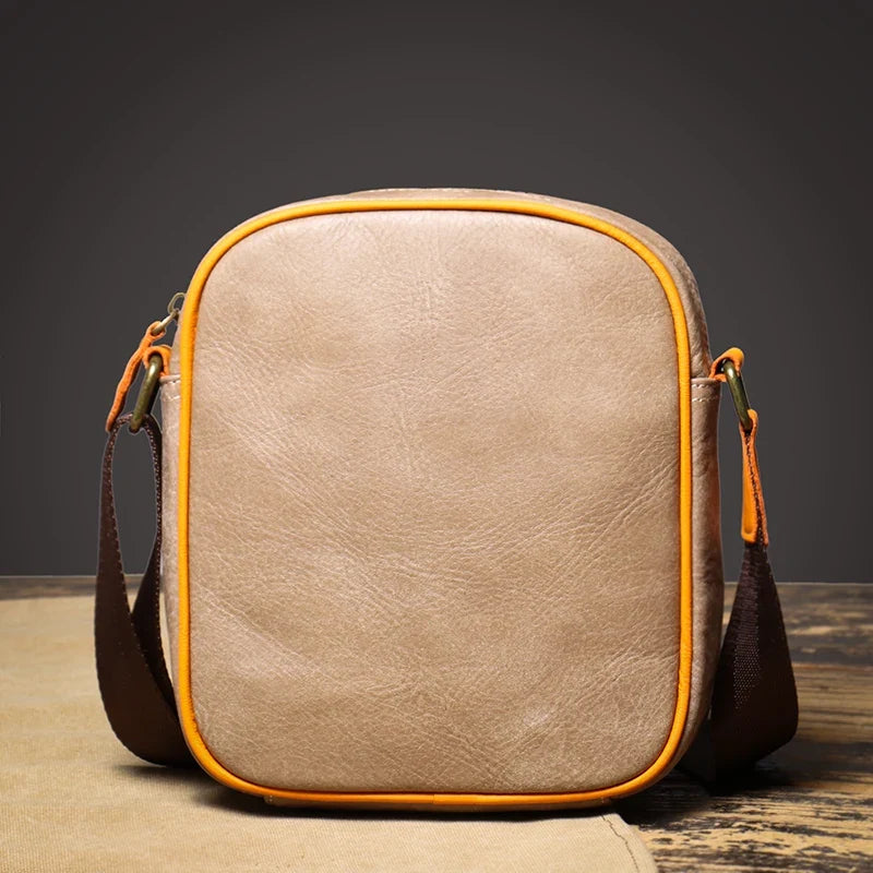 Versatile women's genuine leather crossbody bag with an adjustable strap. Ideal compact everyday leather accessory.