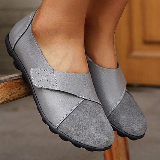 Women's genuine leather orthopedic loafers, offering premium comfort & arch support for walking.