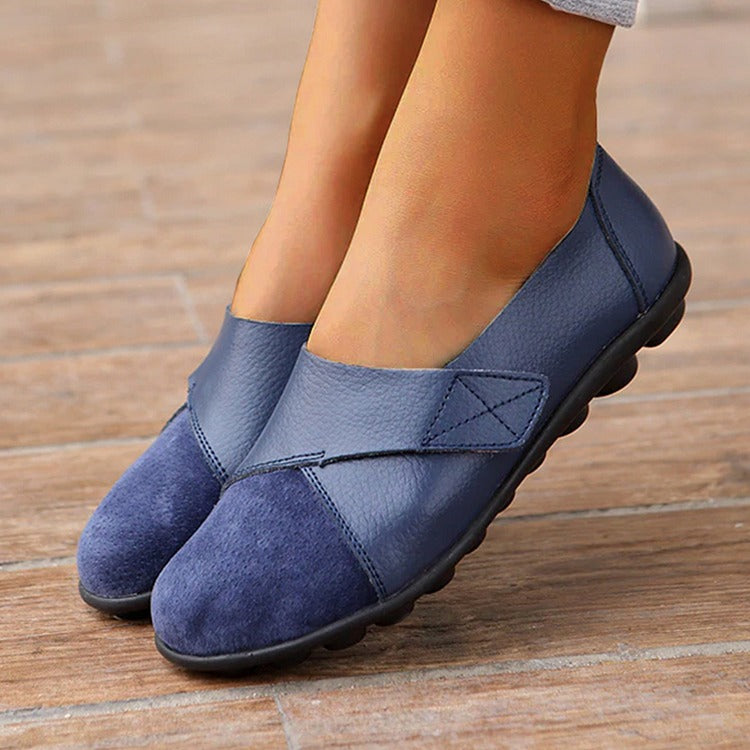 Premium genuine leather slip-on loafers for women, designed for orthopedic comfort & support.