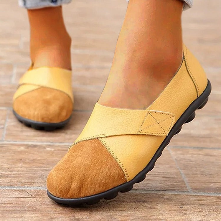 Women's comfy leather orthopedic loafers with excellent arch support, ideal for foot pain relief.