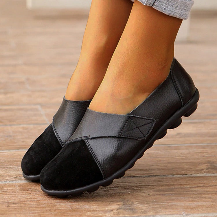 Stylish slip-on women's orthopedic loafers in genuine leather, providing all-day comfort & support.